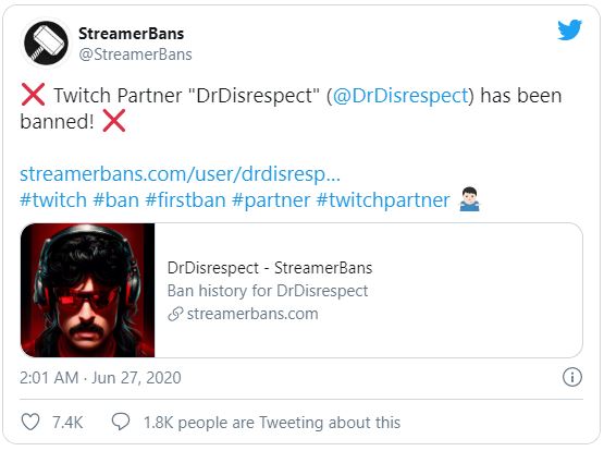 StreamerBans, Dr. Disrespect, Banned Dr. Disrespect